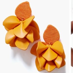 Tuckernuck Tangerine silk and leather orchid earrings